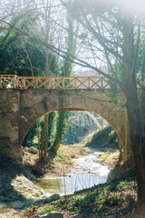 Ancient hinged and stone bridges. Sightseeing In Georgia.