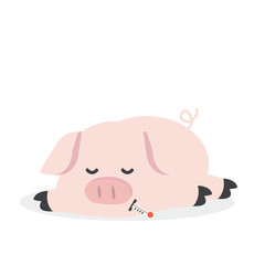 Sick Pig  Cartoon Vector