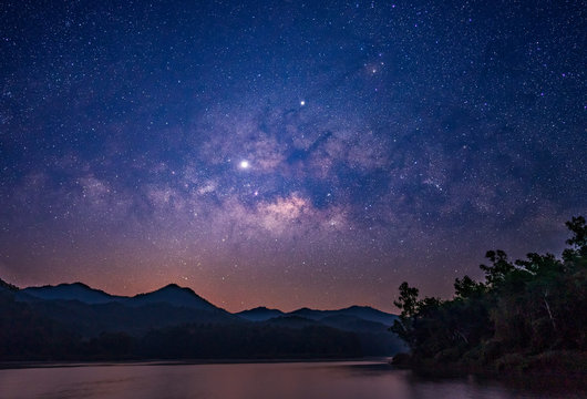 Milky Way and starry night sky. 