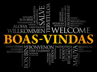 Boas-Vindas (Welcome in Brazilian Portuguese) word cloud in different languages