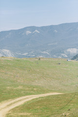 Panoramas of the most beautiful places in Georgia. Jvari and Gori at dawn.