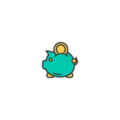 piggy bank icon line design. Business icon vector design