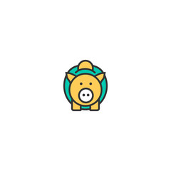 piggy bank icon line design. Business icon vector design