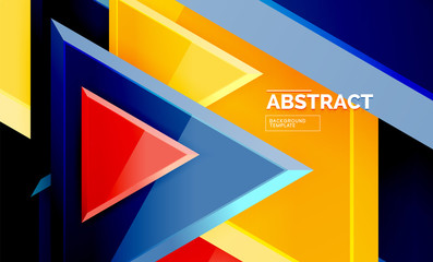Flying triangles compostion geometric background