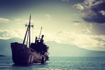 The famous shipwreck near Gythio Greece