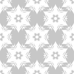 Floral seamless pattern. White design on gray background