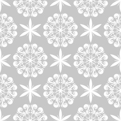  Floral seamless pattern. Gray and white decorative background