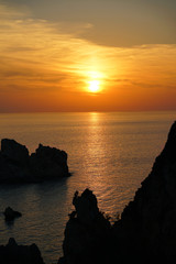 sunset as seen from the monastery of the Virgin Mary in Paleokastritsa