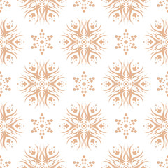 Floral seamless pattern. Beige and white background