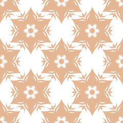 Floral seamless pattern. Beige flowers on white background