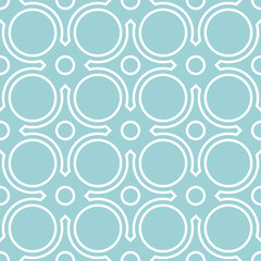 Geometric seamless background with round pattern. White design on blue background