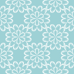 White floral seamless pattern on blue background