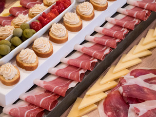 Catering table top view