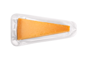 Blank cheese plastic package isolated on white background. Packaging template mockup collection. With clipping Path included