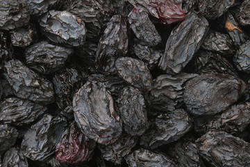 Raisins close up top view