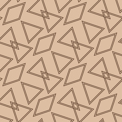 Geometric triangle print. Beige and brown seamless background