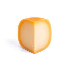Cheese piece isolated on white background. With clipping Path included. Front view