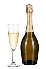 bottle of champagne isolated on white