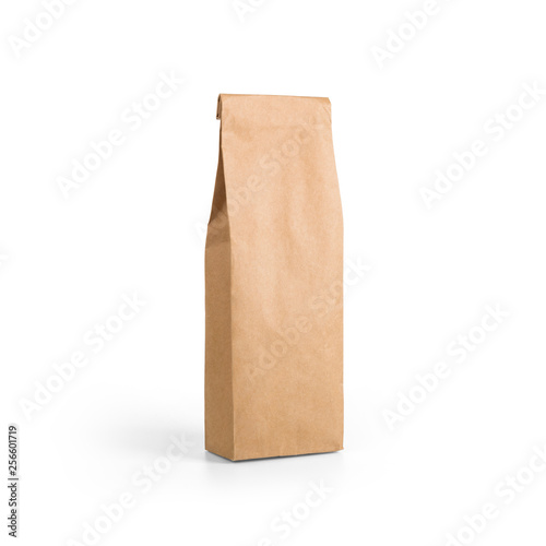 Download Brown Craft Paper Bag Packaging Template Isolated On White Background Packaging Template Mockup Collection With Clipping Path Included Stand Up Pouch Half Side View Package Wall Mural Goolyash