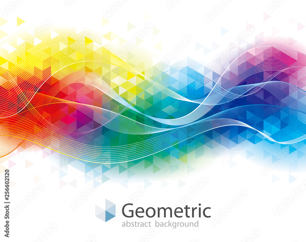 Wall mural colorful geometric and wave abstract modern background.