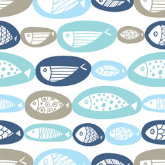 Cute fish. Seamless pattern. Can be used in textile industry, paper, background.
