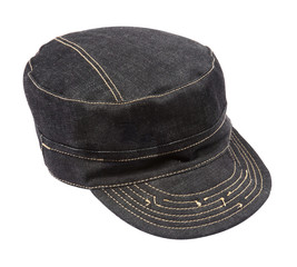 Denim hat drawing the lines, isolated on white background with clipping path.