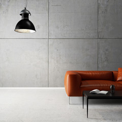 Concrete wall in modern loft with sofa