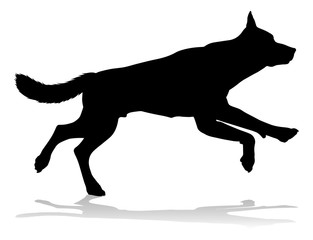 A detailed animal silhouette of a pet dog