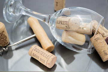 wine corks in the glass