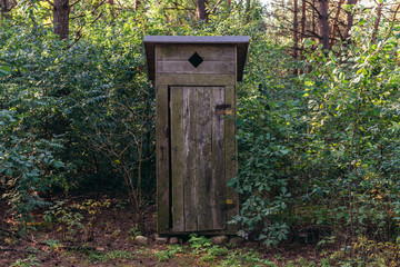 Small wooden prive hidden among tress in forest in Podlasie region of Poland © Fotokon
