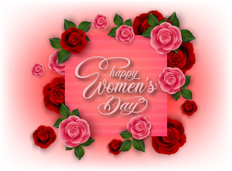 International Happy Women's Day on pink background