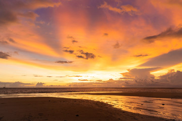 Naklejka na ściany i meble Beautiful sunset in Phuket sea southern of Thailand