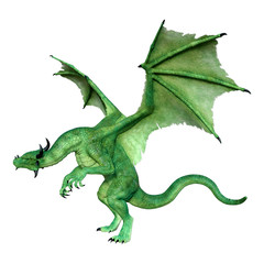 Fototapeta premium 3D Rendering Fairy Tale Dragon on White