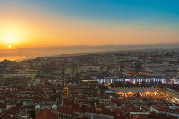 Fototapeta na wymiar Lisbon City Center by Golden Hour