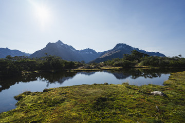 Key Summit pond reflection with Mt Christina peak