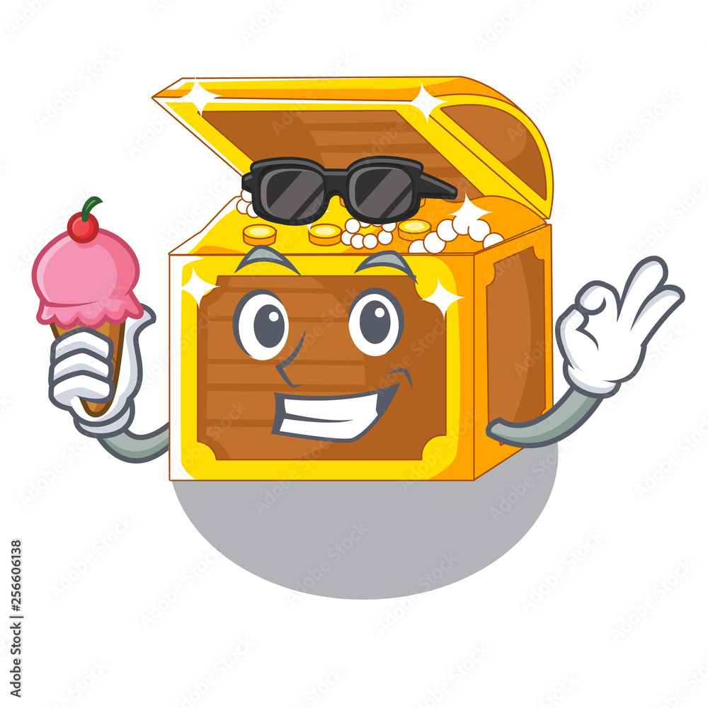 Poster With ice cream underwater treasure in the shape characters