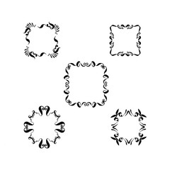 Fototapeta premium Decorative vintage frames set. hand-drawn vector illustration on white background