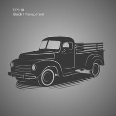 Old retro pickup truck vector illustration icon. Vintage transport vehicle © Shkuro