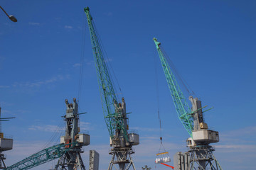 Fototapeta na wymiar Cargo port on Black Sea in Batumi, Georgia