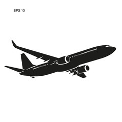 Modern twin engine jet airliner vector illustration icon.