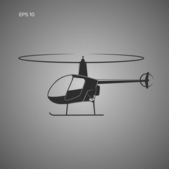 Small private helicopter vector icon. Modern light aircraft