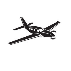 Private plane vector illustration icon. Single engine propelled aircraft.