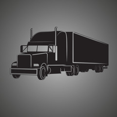 Vintage american truck vector illustration. Retro freighter truck. Cargo delivery machine.