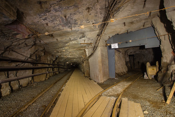 Undeground gold mine tunnel drift