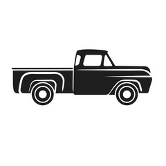 Old retro pickup truck vector illustration. Vintage transport vehicle
