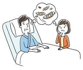 入院費用を心配する夫婦