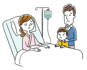 闘病している母親と家族