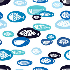 Cute fish. Seamless pattern. Can be used in textile industry, paper, background.