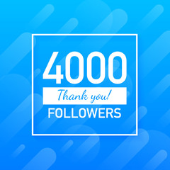 4000 followers, Thank You, social sites post. Thank you followers congratulation card. Vector illustration.