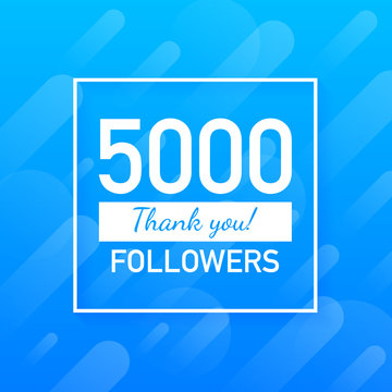 5000 Followers, Thank You, Social Sites Post. Thank You Followers Congratulation Card. Vector Illustration.